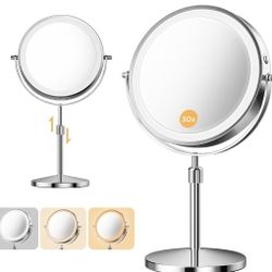 ✨ Brand New 8" Lighted Makeup Mirror – Silver ✨