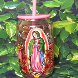 Mom Virgen De Guadalupe Glass Cup 