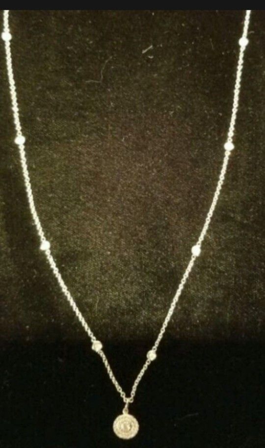 Jericho 18K White Italian Gold Chain With Double Halo Diamond Pendant
