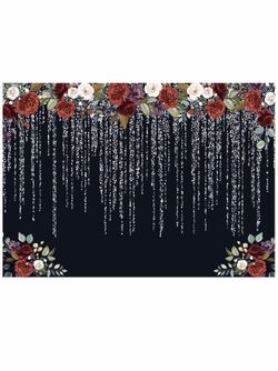 Backdrop Black - burgundy roses