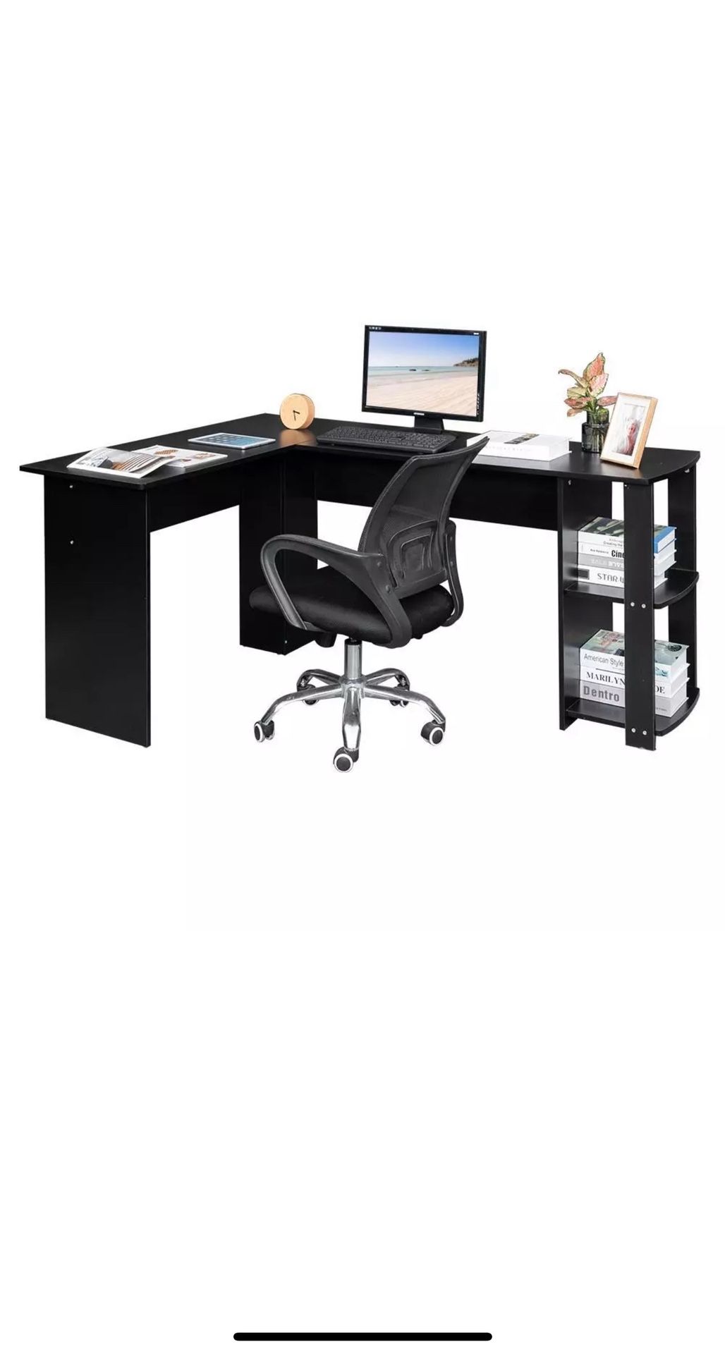 L-shaped Black Office Desk