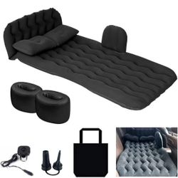 Car Air Mattress Camping Bed-Inflatable Head Guard Thickened Backseat Air Mattress for Car with Air Pump 2 Pillows 

