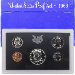1969 US Mint Proof Clad 5 Coin Set w/ Box