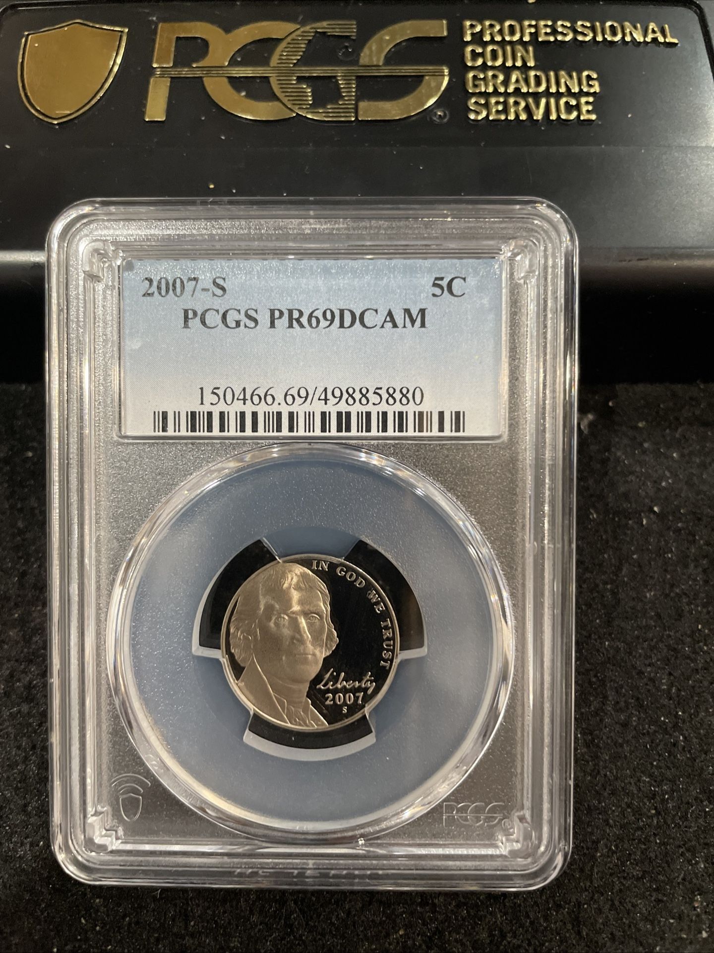 2007 S Gem Proof Jefferson Nickel Graded At PR69 With A Deep Cameo R-8