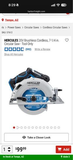 Brushless 7” cordless circular saw with battery