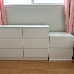 6 Drawers Chest of Drawer Dresser and 2 Drawer Modular Nightstand White - Room Essentials