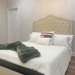 cotton bed frame sliver studs 