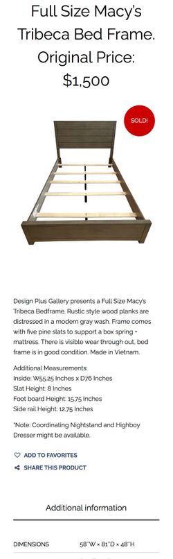 Macy’s Full-Size Tribeca Bed Frame