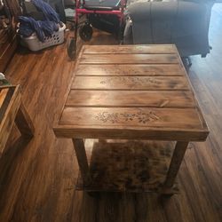Handmade Side Table With Rollers