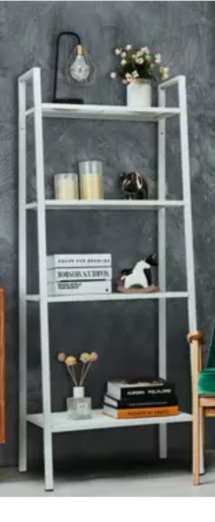 4-Tier Metal Ladder Shelf Storage Rack Bookshelf Metal Mesh Layers Display Stand