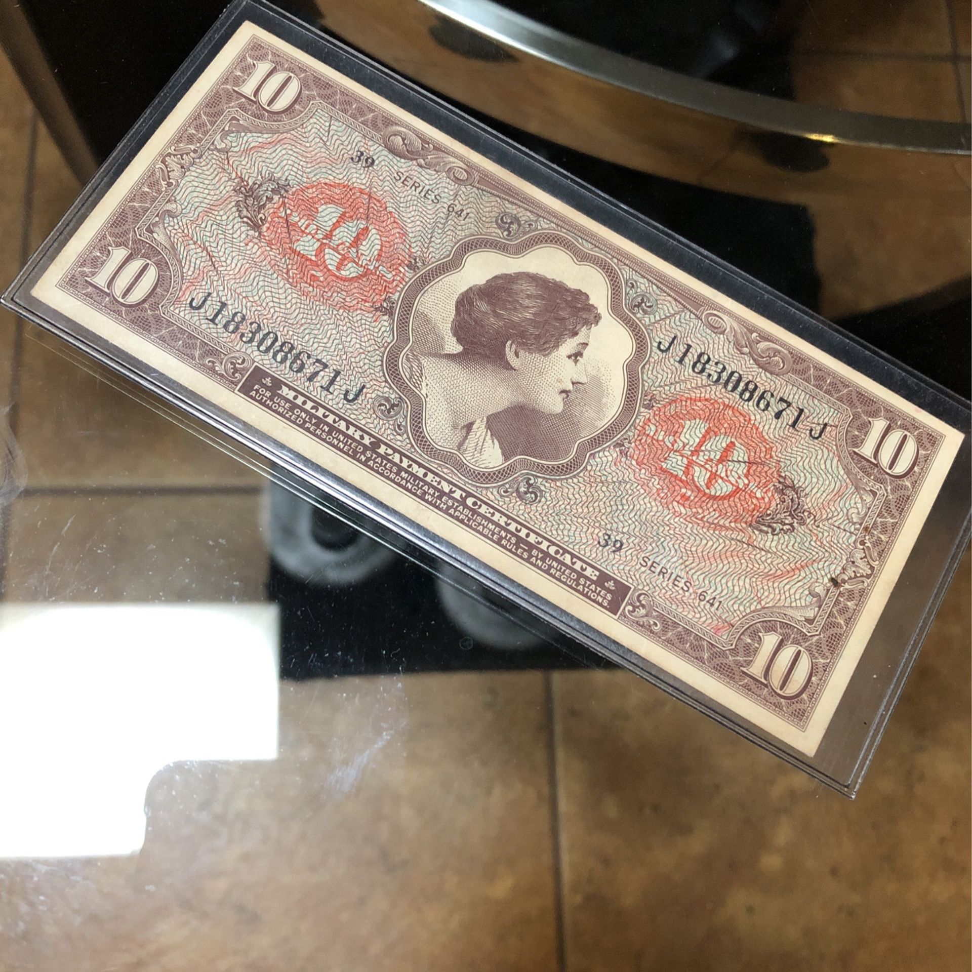 Vintage WwII Military $10 Certificate