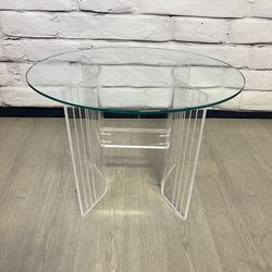 Oval Acrylic & Glass Side Table Coffee Table