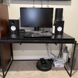 Article Oscuro Black and Dark Bronze Desk