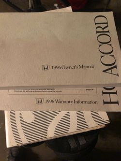 1996 Honda Accord Owner’s Manual and Warranty booklet