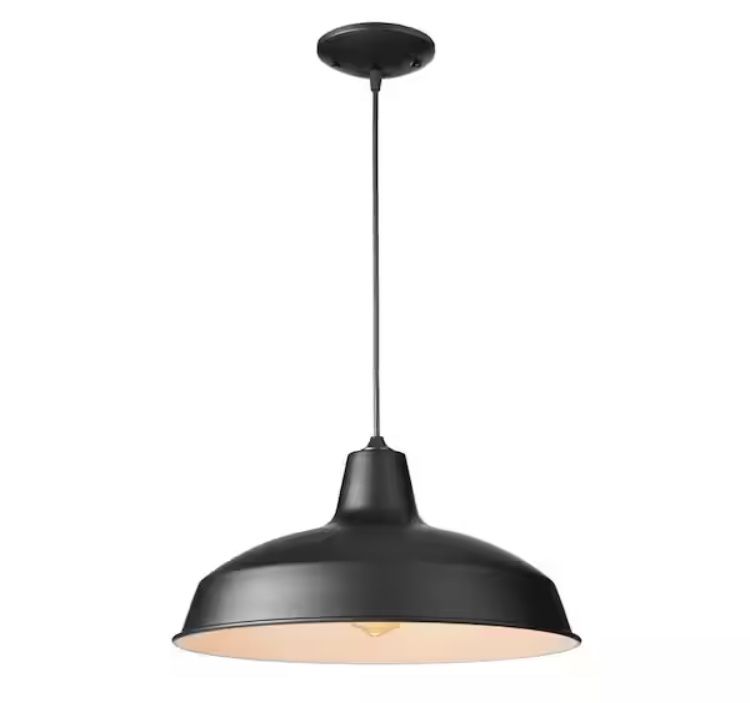 1-Light Black Warehouse Pendant Hanging Light with Metal Shade Retail $39.97