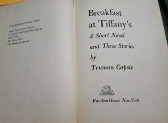 Breakfast At Tiffanys 1958 Book