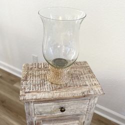 Large Hurricane Candle Holder Glass With Wicker