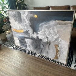 Large Abstract Framed Canvas Art – Modern Neutral Tones