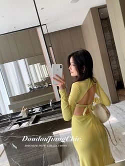 Sexy dress women's long bottoming skirt slim backless knit skirt