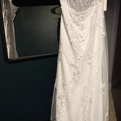White Size 10 Strapless Lace Mermaid Wedding/Evening Party Gown