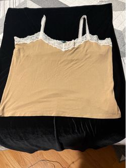 Talbots Woman 3X Beige Sleeveless Lace Accents Tank/Shell