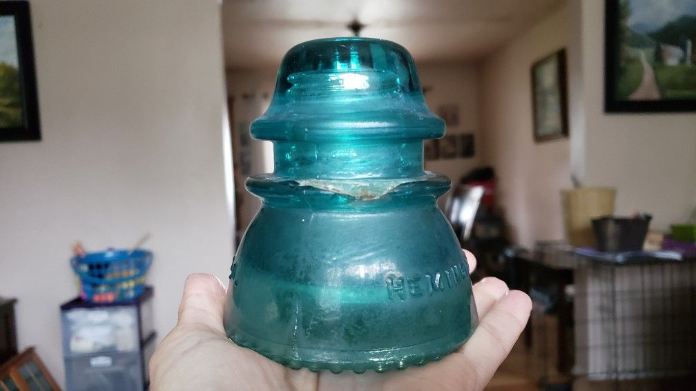 Vintage Hemingray Co.#42 -Green Glass Electric Insulator-