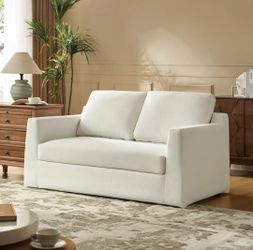 NEW Anton 60" White Slipcovered Loveseat – Washable Cover