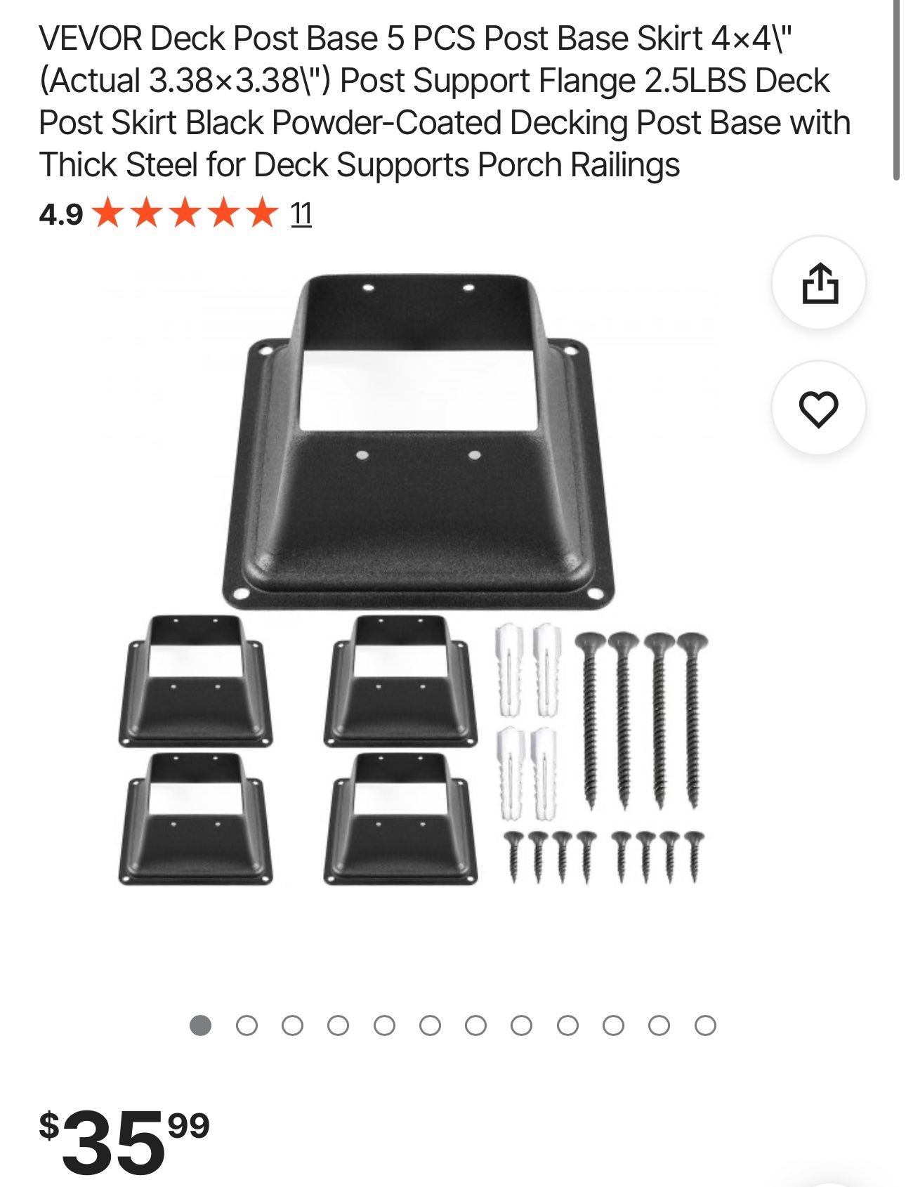 VEVOR Deck Post Base 4 PCS Post Base Skirt