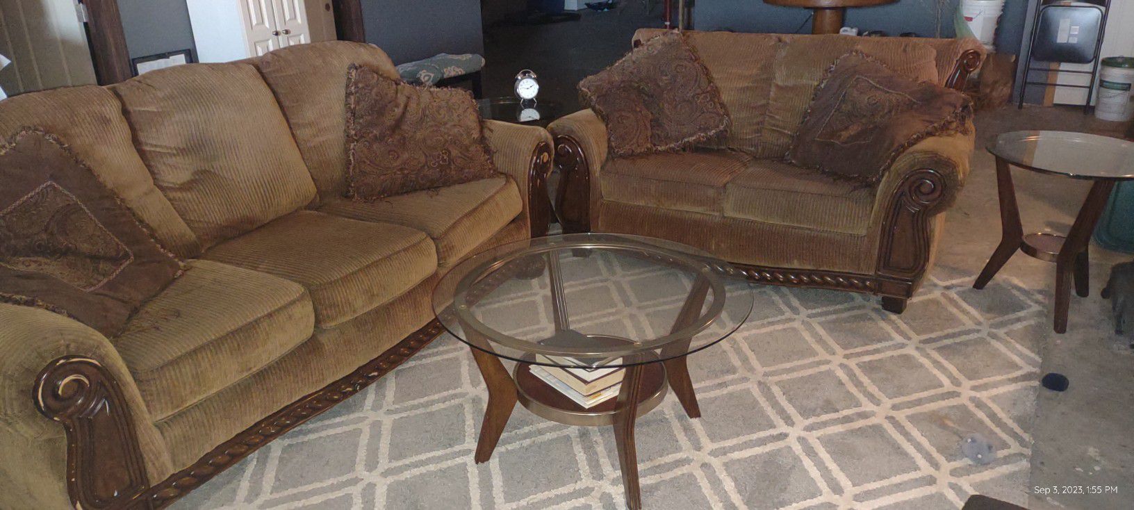 Couch Loveseat 3 Glass Tables