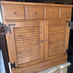 Ethan Allen heirloom nutmeg maple shutters door cabinet