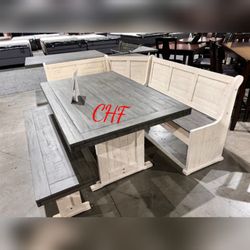 Solid wood breakfast nook dining table set