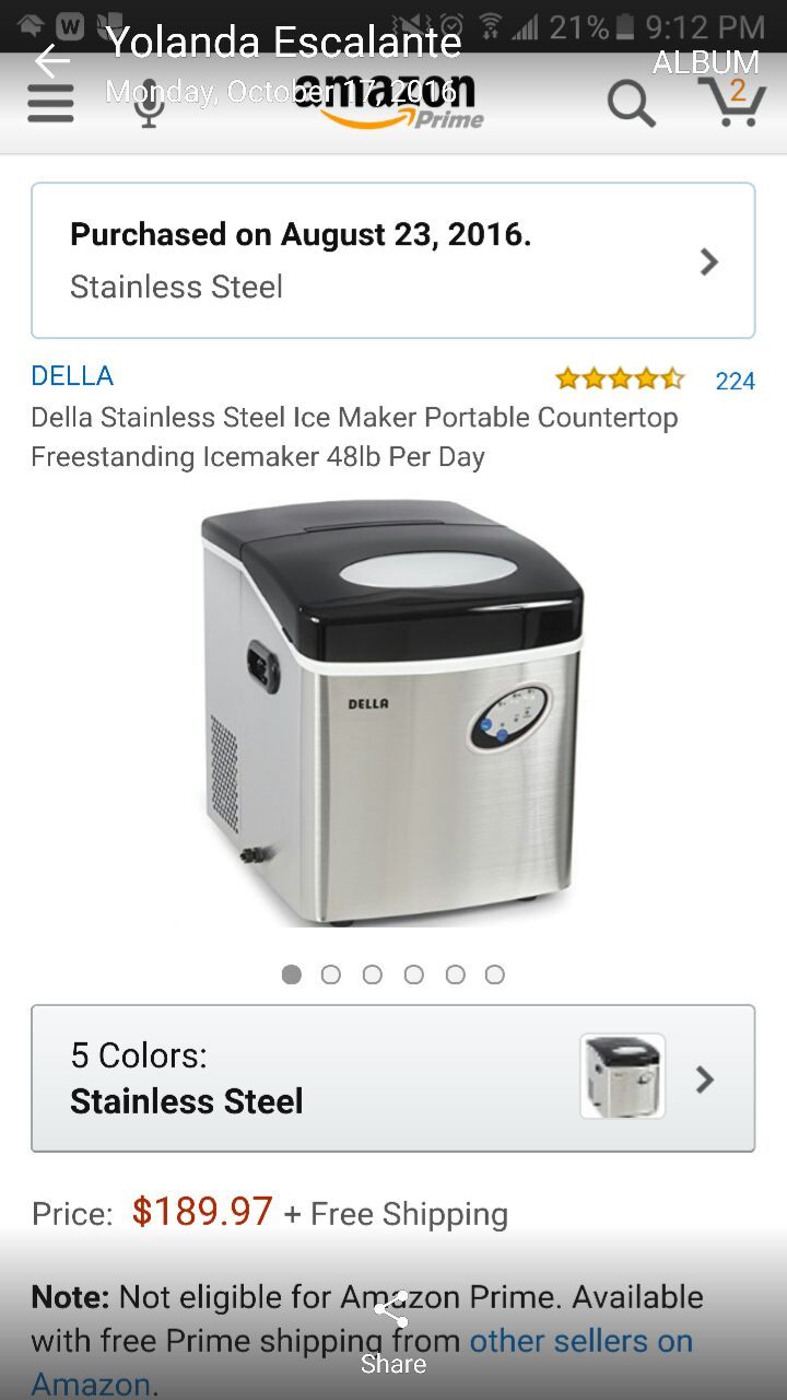 Della Stainless Steel Ice Maker Portable Countertop Freestanding