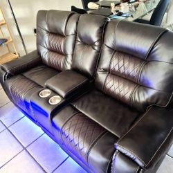 Reclining Loveseat With LED Light. Bran New. Downpymet $53. Ask For Price 