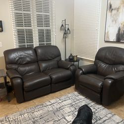 Lazy Boy Leather Recliner Set - Chair AND Loveseat