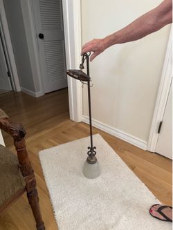 Vintage Bronze Floor Lamp with Glass Shade