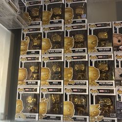 15 Gold colored Marvel Funko pops