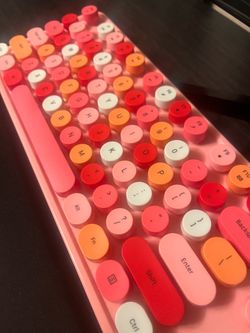 Cute Pink Colorful Round-Key Computer Keyboard and Mouse
