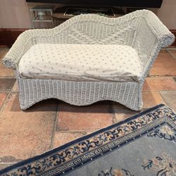 Child-size Vintage White Wicker Loveseat 38.5” Wide