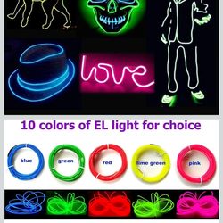 5m neon Wire Flash Electroluminescence, Cutting El Wire,Used for DIY Design, Various Holiday Party Decoration. (5m)