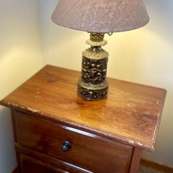 Solid 2-Drawer Nightstand | Side Table with Reddish-Brown Finish