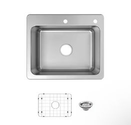Glacier Bay Bratten 25 in. Drop-In Single Bowl 18 Gauge Stainless Steel Kitchen Sink with Accessories 
