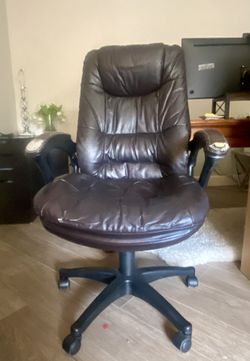 Black Leather Executive Office Chair Padded Swivel Rolling Desk Chair