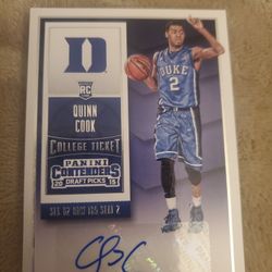 2015-16 Panini Contenders Quinn Cook RC Duke Warriors #134 Auto NBA Champs