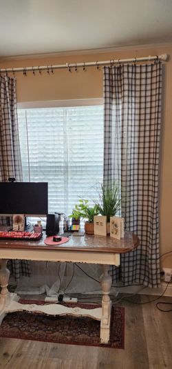 Farmhouse Plaid Curtain panels 84" Long, 80 " wide