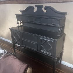 Black Vintage Antique Hutch Dresser