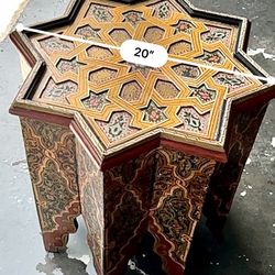 Hand-Painted Moroccan Star Table – 20” Octagram Side Table