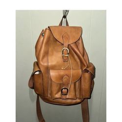 Genuine Leather Original Old Angler Firenze Backpack 3 Exterior Pockets Brand New Smoke Free Home 
