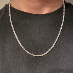 Solid Silver Chain Silver Rope Chain 20in 3mm