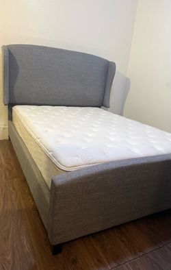 Upholstered Queen Size Bed - Mattress