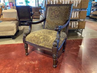 Elegant Ornate Wood Frame Armchair